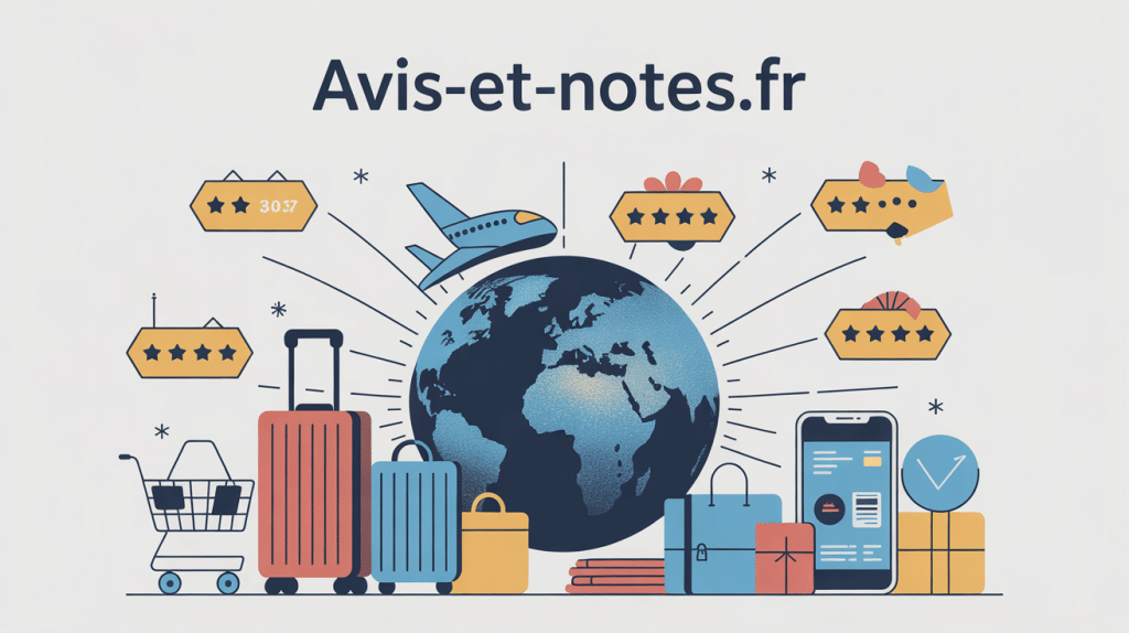 boussole numerique avis-et-notes.fr avec etoiles de notation et icones de voyage