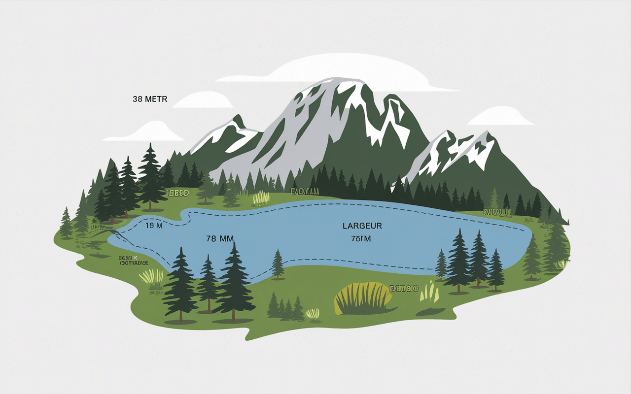 Schéma illustrant les dimensions du lac Gérardmer