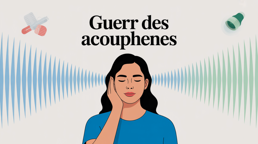 Personne sereine main oreille ondes apaisantes guéri des acouphènes