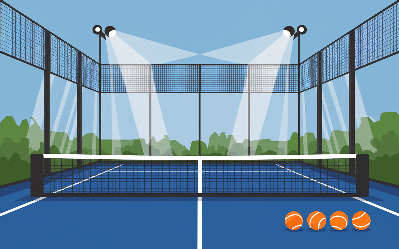 Terrain de padel moderne avec éclairage