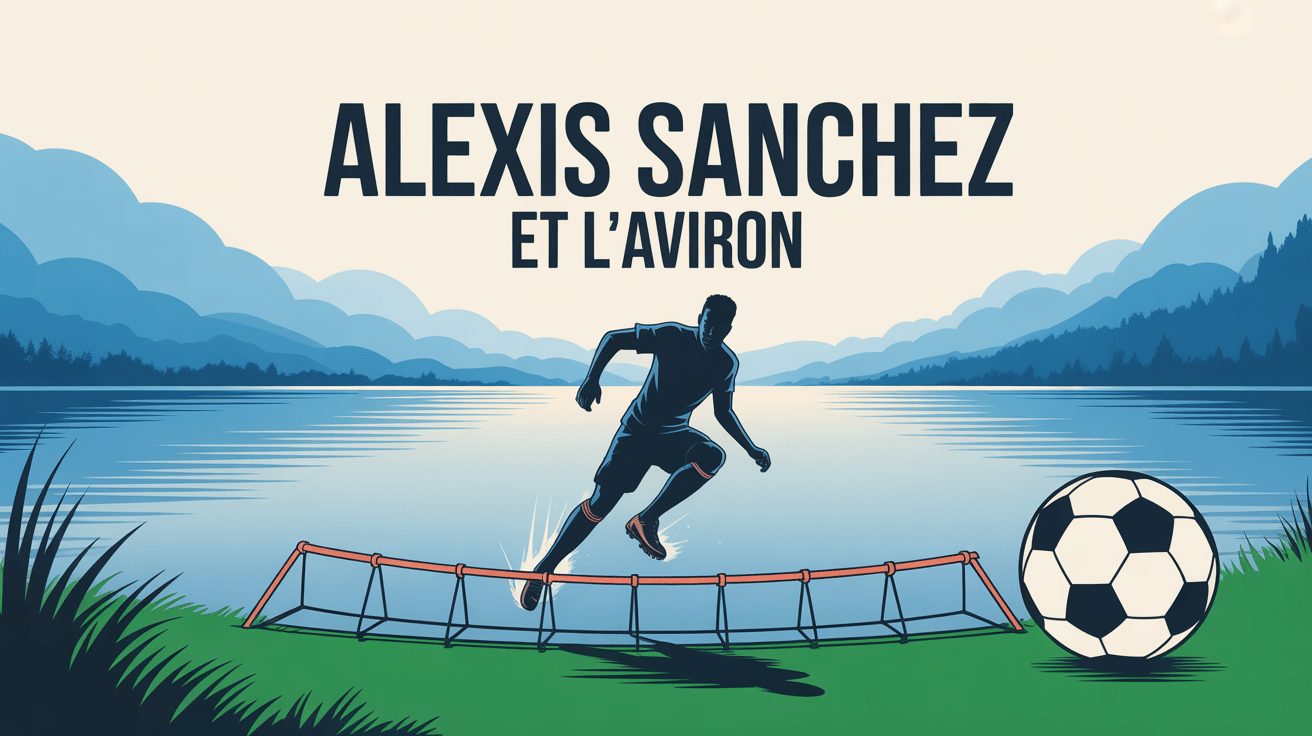 alexis sanchez aviron, footballeur sur rameur au bord du lac