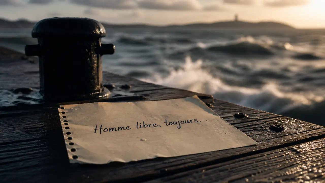 La mer citation : « Homme libre, toujours… » sur un carnet