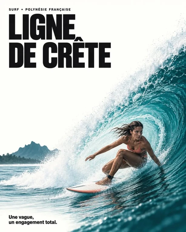 Surfeuse française affrontant une vague puissante à Teahupo'o
