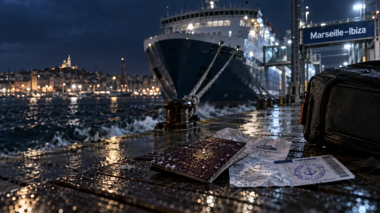 Marseille Ibiza bateau : billet et passeport près du ferry au port